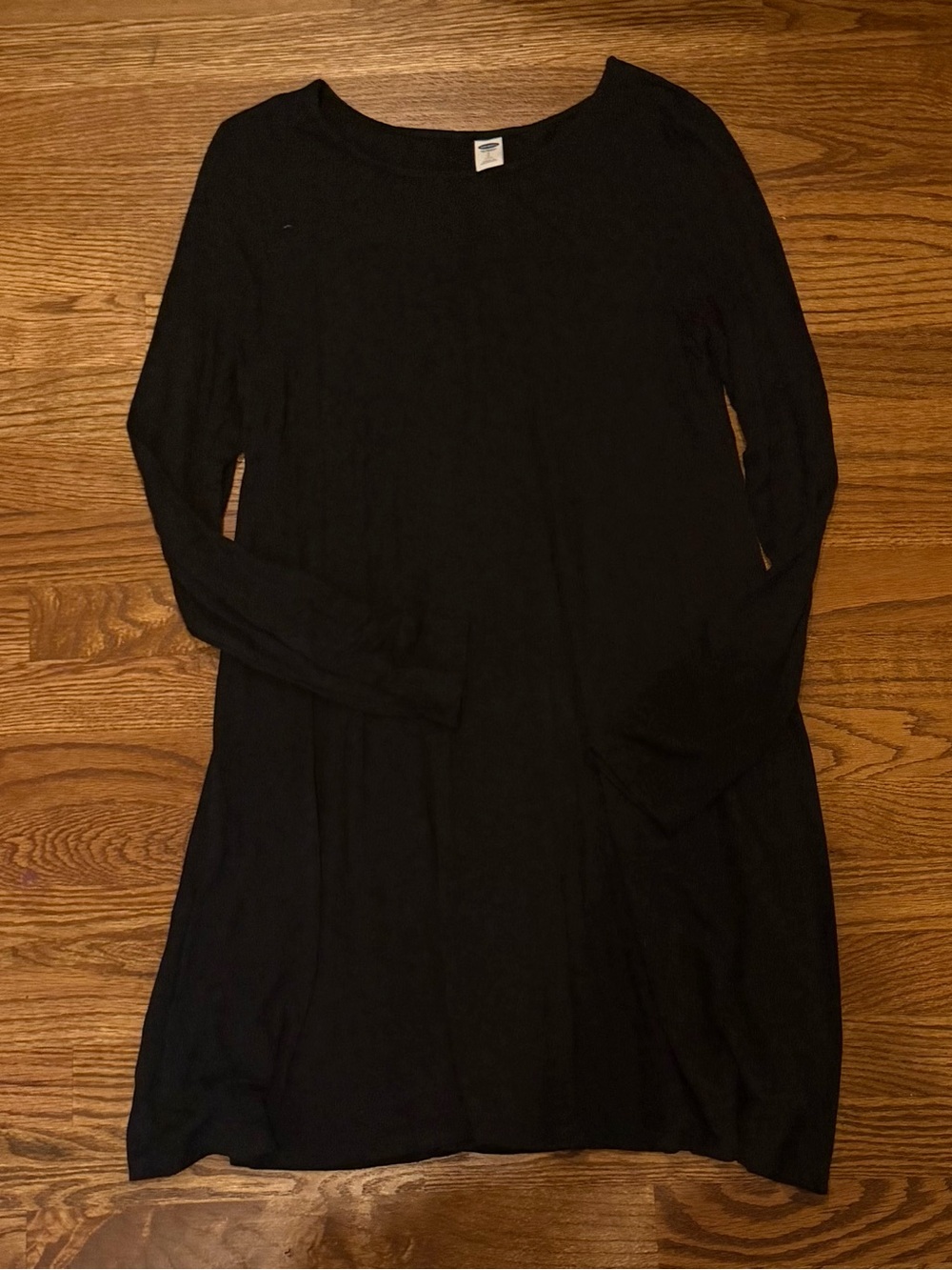 Old Navy Petitr Black Long Sleeve Swing Dress